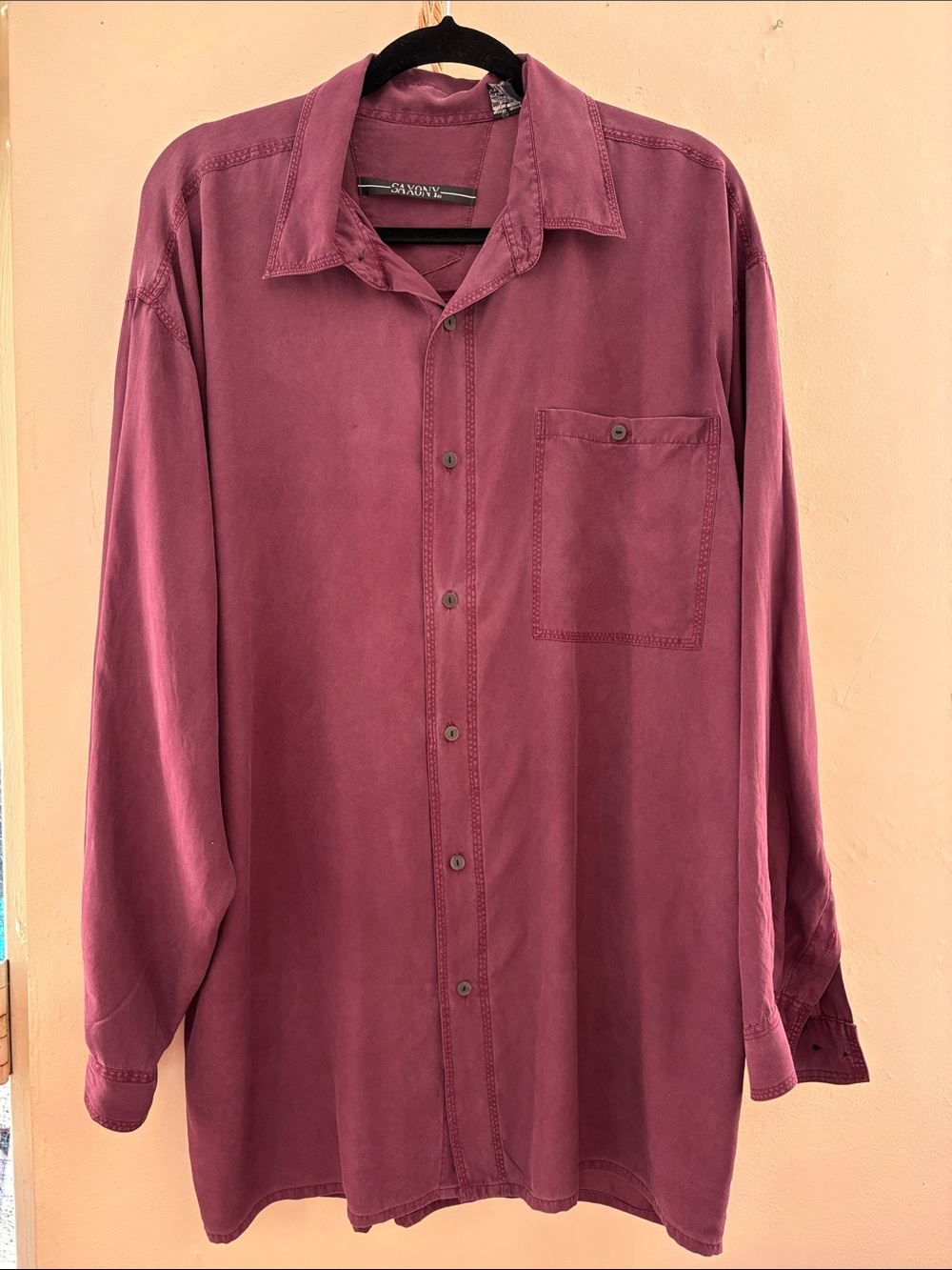 Saxony Men's Long-Sleeve Button-Down Shirt - Plum